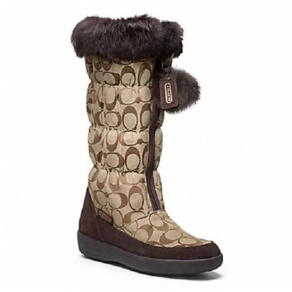 Coach Theona Signature Tall Shearling Boots size 9.5 - Picture 1 of 9